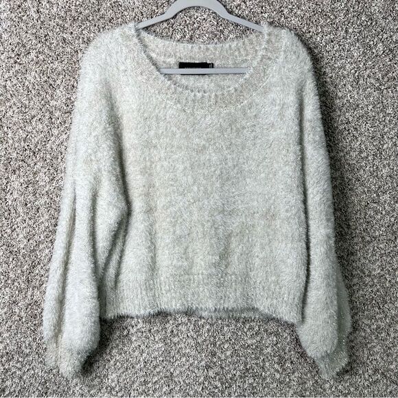 MINKPINK Sweater Women’s Medium Shine Bright Super Soft Fuzzy Metallic Shag - Picture 2 of 6